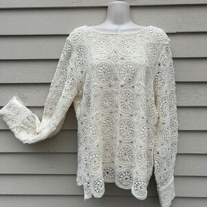 Boston Proper long sleeve lace top